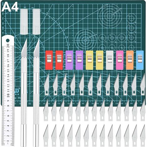 Precision Cutter, Craft Knife Set, 2 Scalpel Pens, 42 Blades, Cutting Mat, Steel Ruler and 10 Clips, for Sculpture, DIY Arts (1/5)