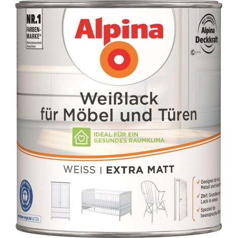 ALPINA Weißlack für Möbel und Türen, extra matt, 750ml (1/4)