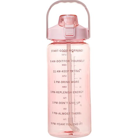 Gourde de sport rose de 2 L avec couvercle et gobelet, compatible micro-ondes (1/5)
