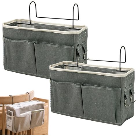2 Pièce Organisateur de Chevet Lit, Poche de Lit Organisateur, Panier de Lit Chevet Suspendu, Organisateur de Chevet Suspendu, pour Bureau, Lit de Chambre, Cuisine (1/5)