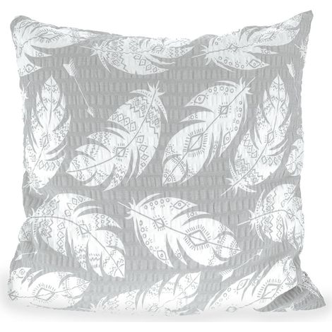 Federa per cuscino 40x40 cm in corteccia grigia con piume bianche
