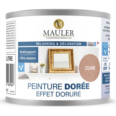 Peinture effet dorure multisupport - 0,125L Cuivre - Qualité air A+ - Peinture dorée Mauler