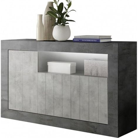 Buffet 3 portes, collection URBAN, coloris gris foncé, parfait pour votre salon (1/4)