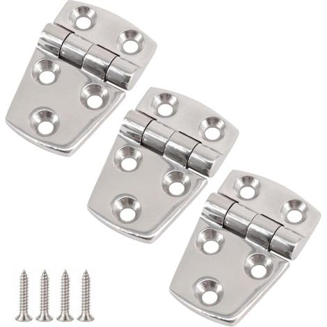 Charnière de pont en acier inoxydable 316 - 38 x 57 mm - Qualité marine - Robuste - Charnière de porte polie miroir pour armoire, fenêtres, yacht - Livrée avec vis (1/5)