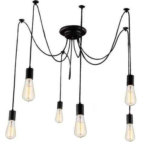 6E27 rétro Lampe suspension DIY lustre Industriel Grenier Lustre Plafonnier Luminaires salle à manger maison Luminaire décoratif (1/4)