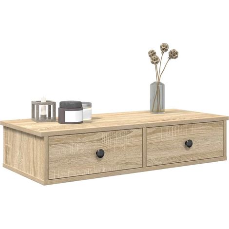 Étagère murale avec tiroirs-Étagère flottante-Étagère de rangement suspendue chêne sonoma bois d'ingénierie 986585 (1/5)