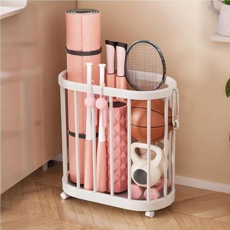 Briznsn Panneau de rangement à roulettes, panier de rangement pour tapis de yoga, panier de rangement pour équipement de sport, panier de rangement pour vêtements (1/5)