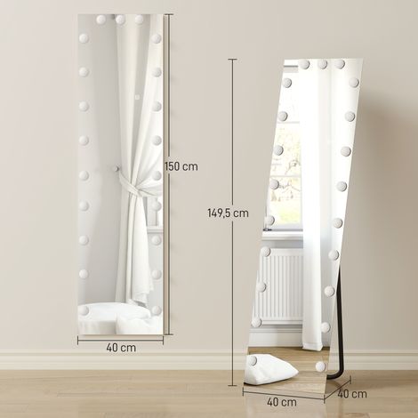 Miroir sur pied pleine longueur 150 x 40 cm, éclairage LED RGB avec 21 ampoules, 7 couleurs, interrupteur tactile et fonction mémoire. (1/5)