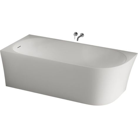 Halb freistehende Raumsparbadewanne Bernstein NORA CORNER Acryl Weiß matt 170x80cm Einbau Links
