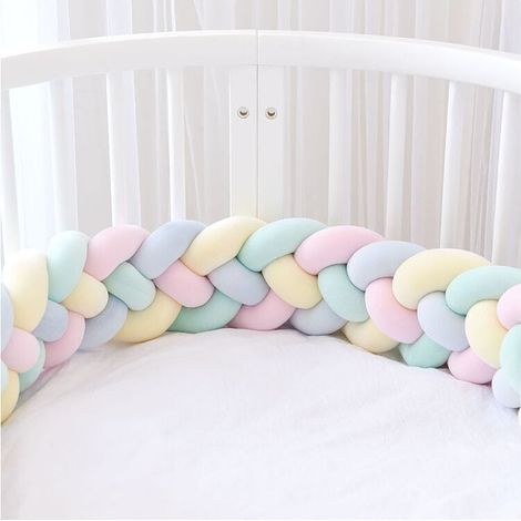 Protector de cuna para bebé 3M de 4 piezas, con trenza de serpiente, de terciopelo, para recién nacidos, amarillo claro, rosa claro, azul claro y verde claro, de DEBUNS
