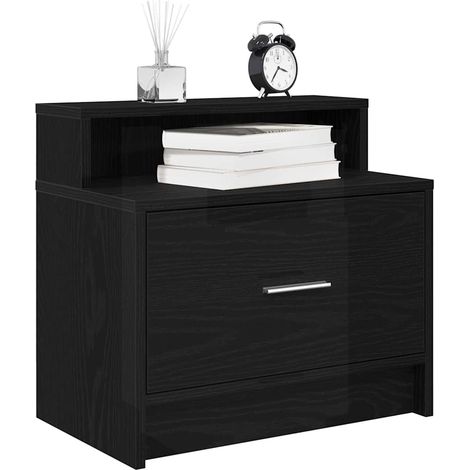 Nachttisch mit Schublade Schwarz Eichen-Optik 51x31x47 cm