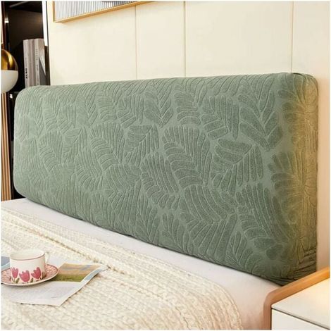 (Green, King Size: 190-210 cm) Stretch Headboard Slipcover, King Size Curved Headboard Cover, Dustproof Headboard Cover for Bedroom Decor, YMYNY (1/4)