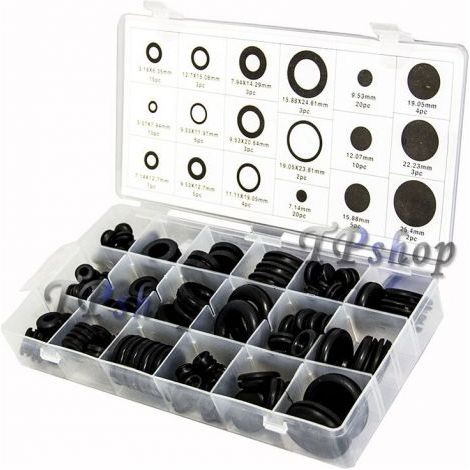 KIT 125 PZ GUARNIZIONI O'RING 18 MISURE DIVERSE ORING ANELLI GOMMINI