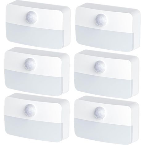 Luz nocturna LED con detector de movimiento (juego de 6) - Luces nocturnas con sensor - Luz nocturna cuadrada para habitación infantil - Luz cálida - Ideal para niños y bebés (1/5)