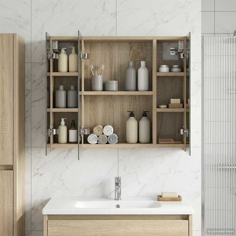 vidaXL Bathroom Mirror Cabinet Sonoma Oak 60 x 14.5 x 50 cm