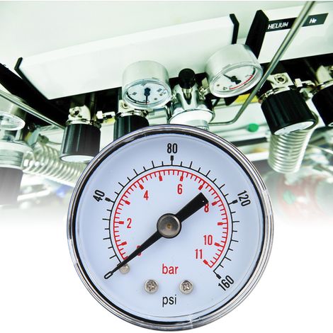 Jauge de pression mécanique pour air huile eau, raccord arrière BSPT 1/8 pouce (0-160 psi 0-11 bar) (1/5)