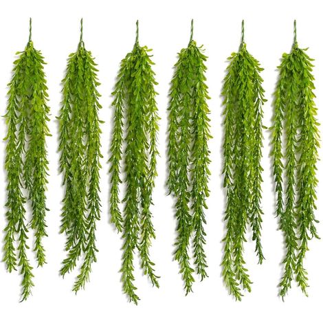 Pack of 6 x 80cm Artificial Trailing Fern Style Hanging Plant Faux Greenery Vine - Premium Quality (1/5)