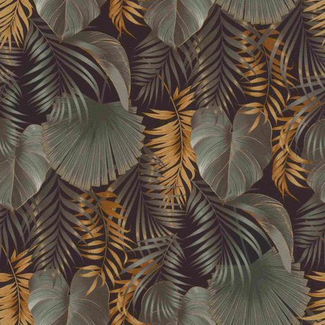 Rasch Rhapsody 462043 Vliestapete Botanisch 10.05 x 0.53 m Grau Schwarz Gold Wohnzimmer Flur Büro Küche Wohnräume