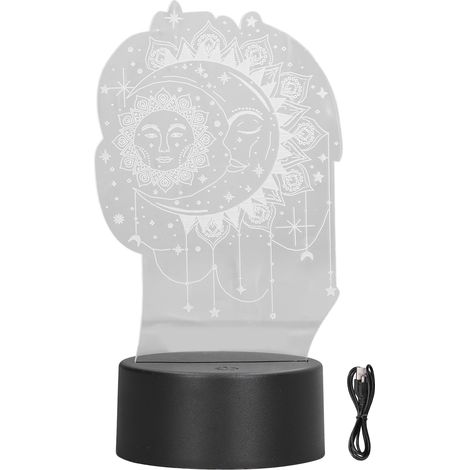 de table 3D veilleuse LED 7 couleurs soleil et lune