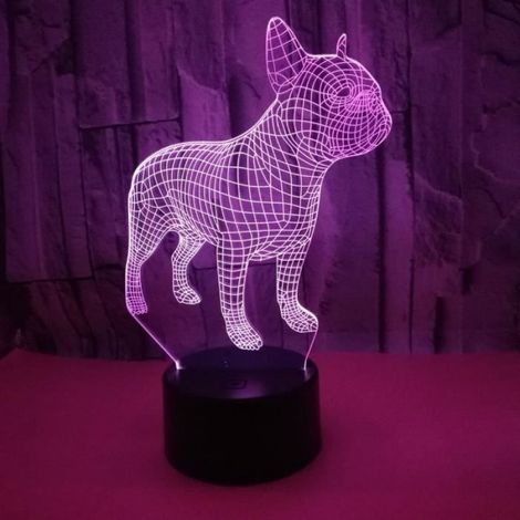 Lampe de bureau 3D - Bouledogue Français - 7 Couleurs - LED - Luminaire Décoratif - Enfant (1/4)