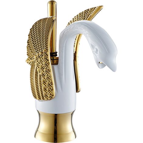 Washbasin taps, hotel taps, copper mixer taps, hot and cold water taps – in short, gold and white (1/2)