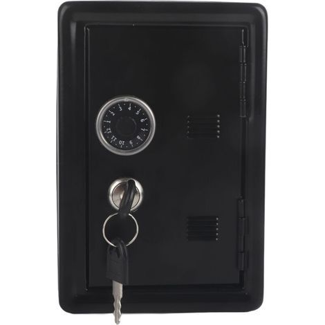 Tirelire jouet d'apprentissage pour enfants, mot de passe, pièces de monnaie, économie de pièces de monnaie, cadeau de Style sûr avec 2 clés (noir) (1/4)