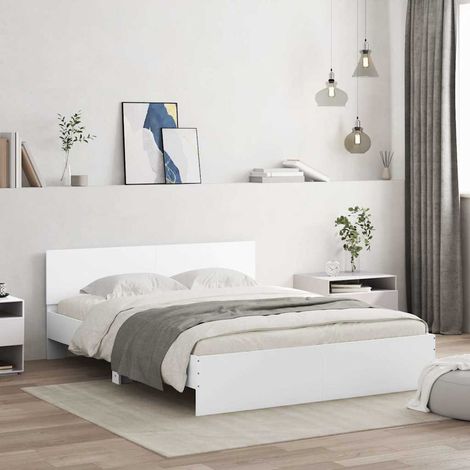 Estructura de cama con cabecero y luces LED 150x200 cm