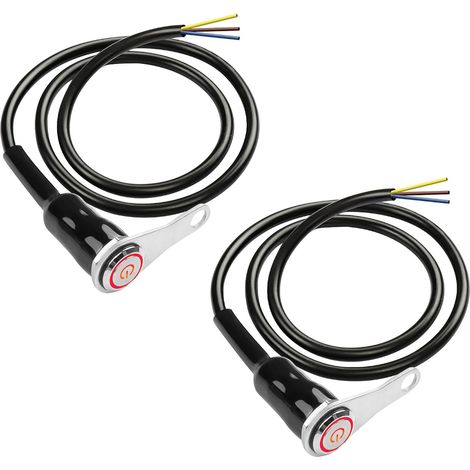 Lot de 2 interrupteurs LED universels pour guidon de moto - 12 V - Support de modification LED - Bouton poussoir - Lumière rouge (1/5)