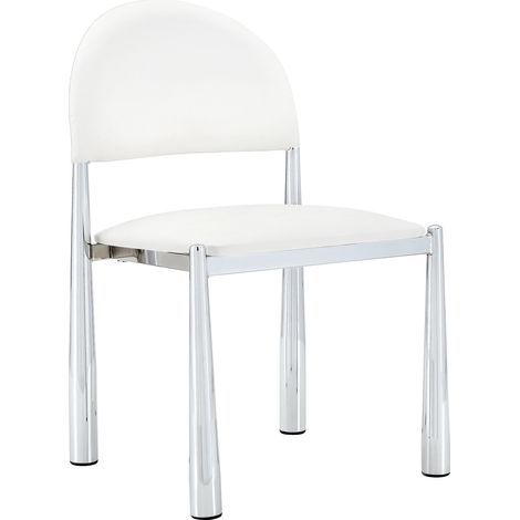 2 sedie da pranzo moderne bianche in PU e metallo, schienale semicircolare, 80 cm (1/5)