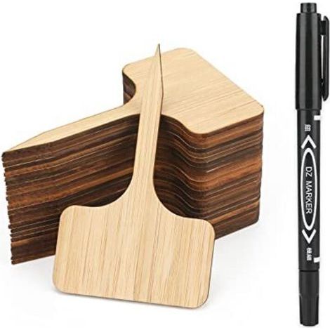 60 Pieces Outdoor Garden Labels, For Bamboo Plants, Vegetable Gardens, Seedlings - Suitable for Succulents and Flowers - T-Shaped (1/4)