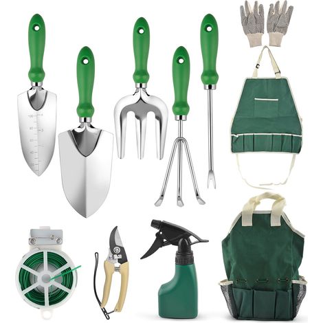 Set di attrezzi da giardinaggio, composto da 11 robusti utensili, un regalo ideale per uomini e donne. (1/5)
