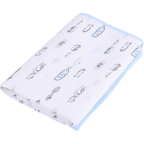 Tapis à langer imperméable en coton pour bébé, bleu, taille M (1/5)