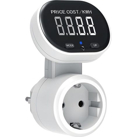 Misuratore di potenza/wattmetro da presa, misuratore di energia elettrica con 7 modalità, display girevole a 45°, potenza massima 3680W - Bianco (1/4)