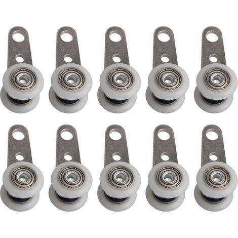 Lot de 10 roulettes pour baies vitrées ou portes coulissantes - en métal et en plastique - 4,5 x 1,9 cm (1/4)
