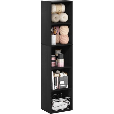 Étagère ouverte à 5 niveaux, Bois Noir, 5-Tier Cube (1/5)