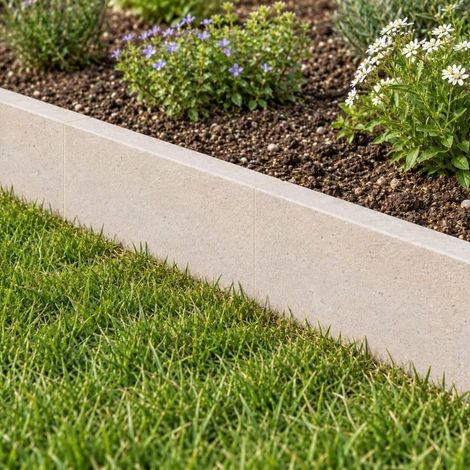 Bordure de jardin pierre du Sinaï Beige Sablée Brossée - 50x20x5 cm - À l'unité - Ti'ma Stone (1/5)