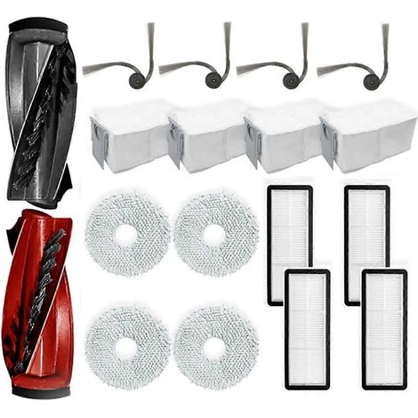 Pièces détachées pour aspirateur robot Roborock Qrevo Curve : kit de brosse principale et sacs à poussière.
