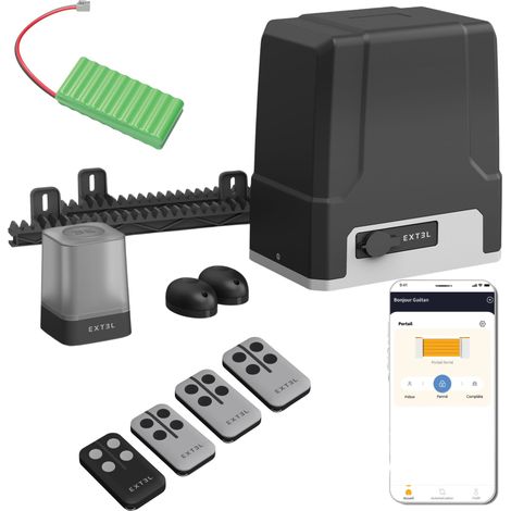 Kit de motorisation de portail coulissant avec batterie de secours – Max 8m/500kg – Moteur connecté – Application Extel Umii (1/5)