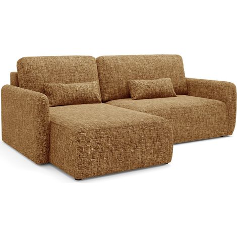 Ecksofa Bett mit Stauraum, verstellbar, reversibel, 207x148 cm Senfgelb