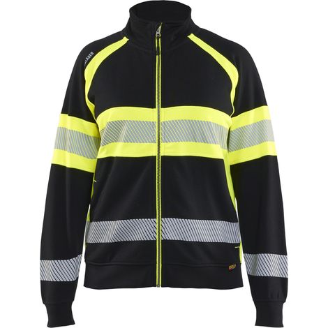 Felpa da lavoro con zip alta visibilità 3505 - Nero/Giallo XL