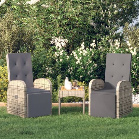 vidaXL Sedie Reclinabili da Giardino con Cuscini 2pz Grigio