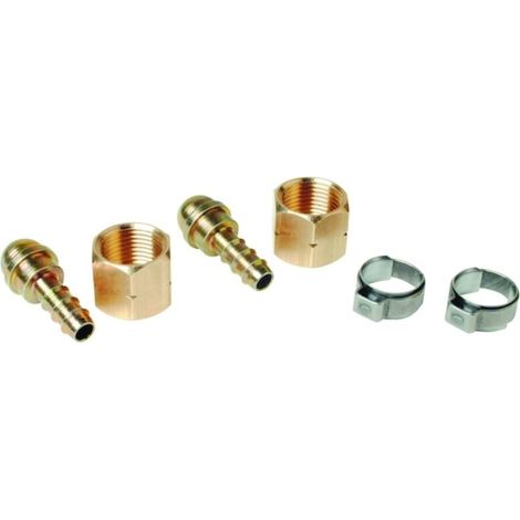 Kit de 2 raccords tétine pour tuyau 6.3m avec ecrou 3/8 gauche + 2 colliers GUILBERT- 963R
