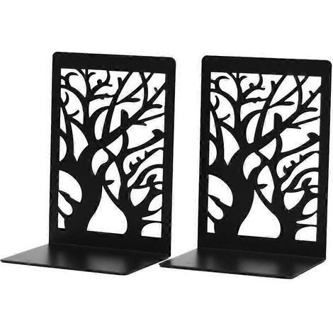 paire de serre-livres en métal, pour ranger vos livres sur une étagère : noir, 17,5 x 12 x 9 cm (1/5)
