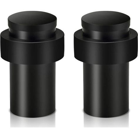 CSPARKV Lot de 2 butées de porte robustes en acier inoxydable pour plinthes, butées de porte modernes en caoutchouc noir avec amortisseur sonore (1/5)