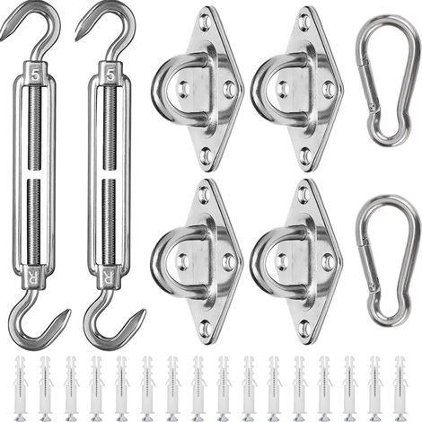M5 Kit de Fixation pour Voile D'ombrage 42 Pièces de Matériel en Acier Inoxydable pour Installation de Voile d'ombrage Rectangulaire et Triangulaire (1/5)