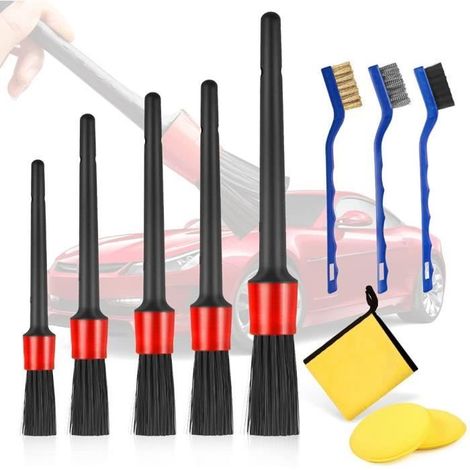 Pinceau à Détail de Voiture,Brosse Nettoyage Voiture,11pcs Kit Nettoyage,Brosse Jante Voiture,Pinceau Poussiere Ordinateur (1/4)