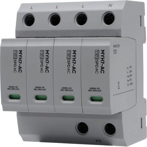 Parafoudre Type T1+T2 4P Dispositif de Protection Contre Les Surtensions 20kA-50kA 275VAC Parasurtenseur Montage sur Rail DIN protection contre la foudre (1/5)