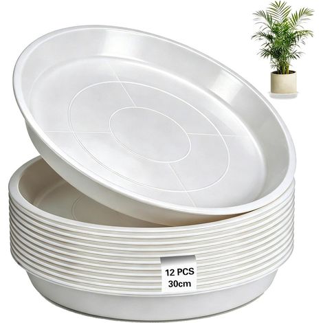 12 Pièces Flower Pot Saucer 30cm Soucoupes pour Plantes Blanc (1/5)