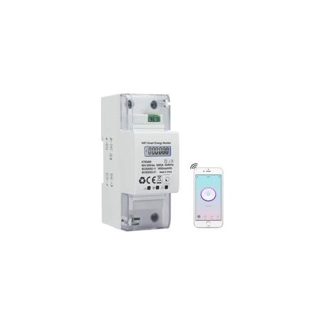 Digitales WLAN-Einphasen-Strommessgerät für DIN-Schienenmontage, Wechselstrom 5(65) A, 90–250 V, Wattmeter, Stromverbrauchsmesser (Watt/kWh), intelligenter Einphasen-Stromzähler (1/4)