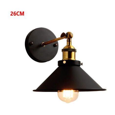 Applique murale industrielle vintage E27 26 cm, orientable, 2 en 1, plafonnier noir (1/5)